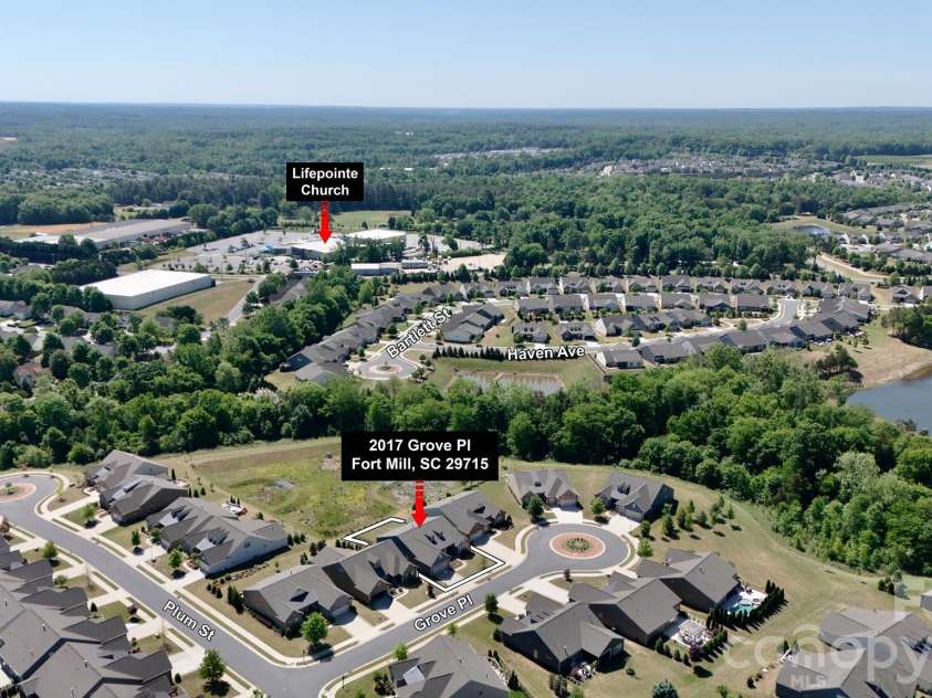 2017 Grove Place, Fort Mill, SC 29715.  MLS# CAR4372923, YatesRealty ID 17957. Aerial View