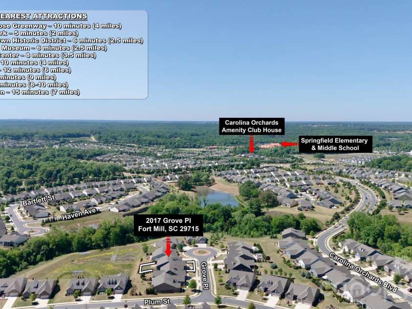 2017 Grove Place, Fort Mill, SC 29715.  MLS# CAR4372923, YatesRealty ID 17957. Aerial view