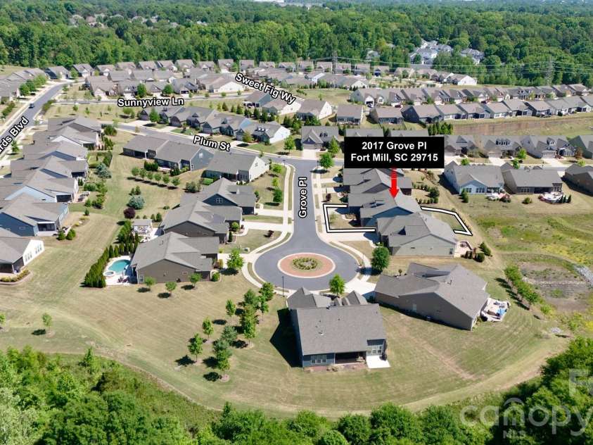 2017 Grove Place, Fort Mill, SC 29715.  MLS# CAR4372923, YatesRealty ID 17957. Aerial View