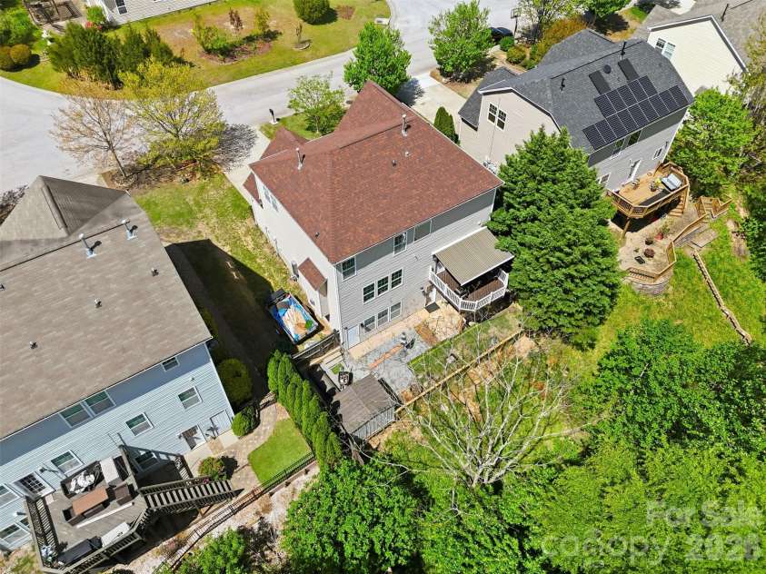 879 Ivy Trail Way, Fort Mill, SC 29715.  MLS# CAR4363773, YatesRealty ID 18027. Backyard Aerial View