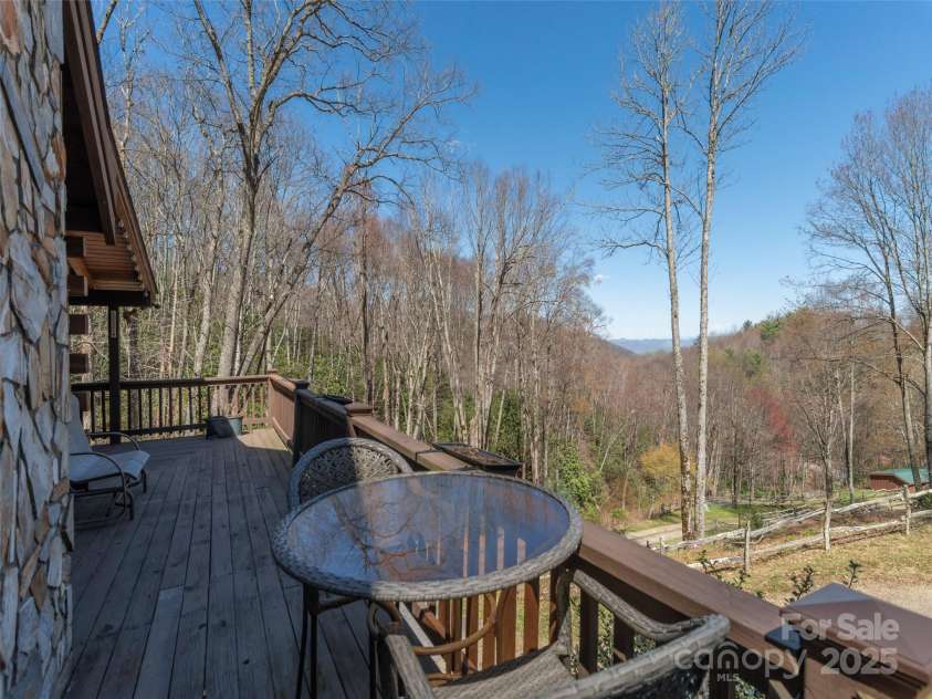 90 Junco Trail, Waynesville, NC 28785.  MLS# CAR4252158, YatesRealty ID 18032. Long Range Year Round Mountain View from Side Porch