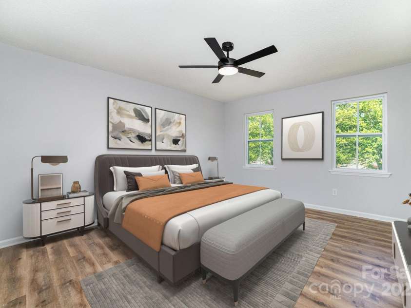 1640 English Knoll Drive, Matthews, NC 28105.  MLS# CAR4249167, YatesRealty ID 18051. Upstairs Primary Bedroom - view from doorway