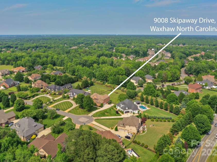 9008 Skipaway Drive, Waxhaw, NC 28173.  MLS# CAR4244086, YatesRealty ID 18063. Ariel View