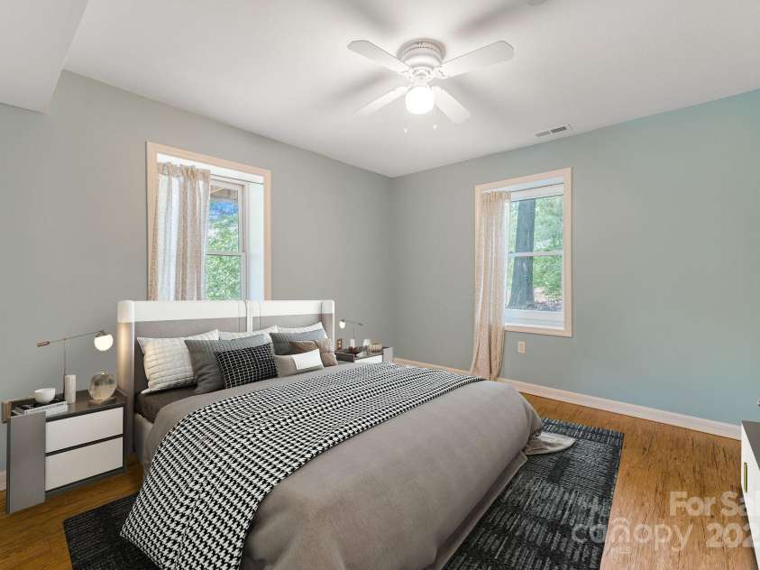 64 McLain Street, Asheville, NC 28803.  MLS# CAR4264708, YatesRealty ID 18090. Lower level bedroom (virtually staged)