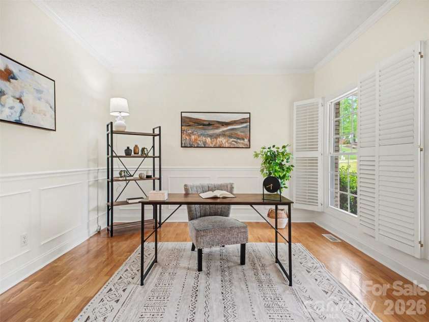 1310 Allison Court, Salisbury, NC 28146.  MLS# CAR4374726, YatesRealty ID 18119. Front room staged as office