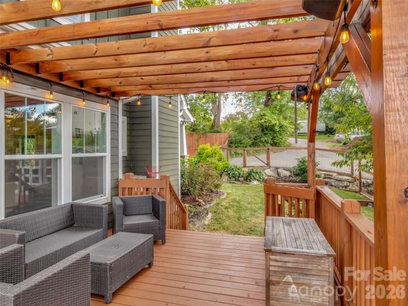 17 Elkmont Terrace, Asheville, NC 28804.  MLS# CAR4298247, YatesRealty ID 18136. Main level deck.