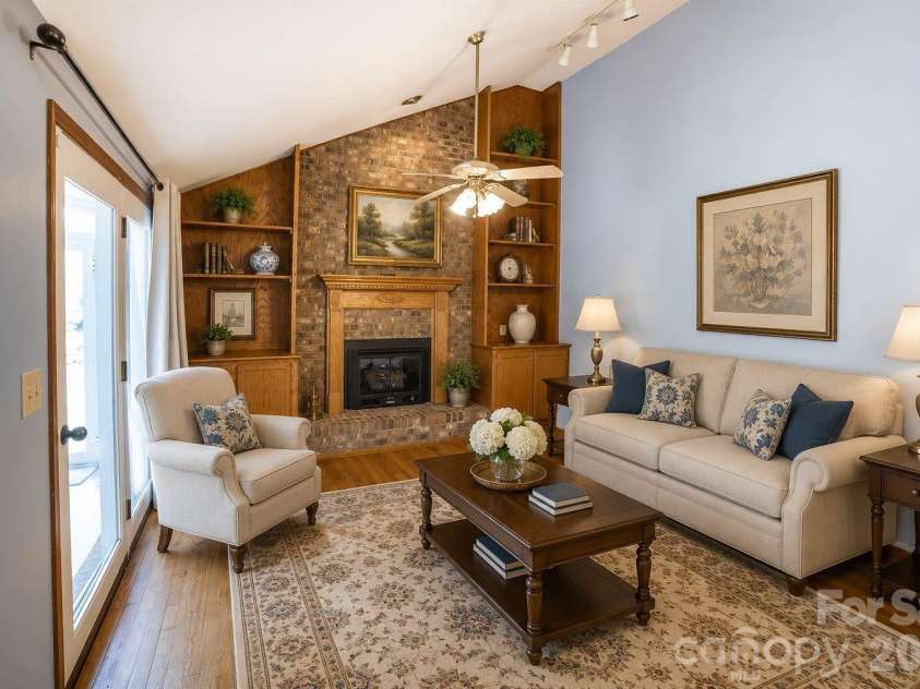 1633 Jamestown Road, Morganton, NC 28655.  MLS# CAR4282271, YatesRealty ID 18279. Virtually Staged lLiving Room with gas fireplace