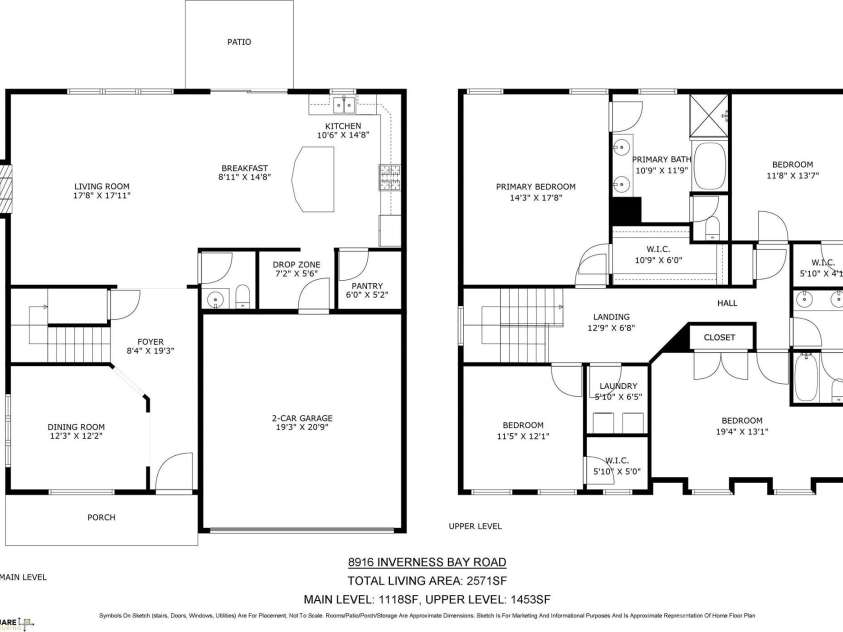 8916 Inverness Bay Road, Charlotte, NC 28278.  MLS# CAR4258017, YatesRealty ID 18286. Floorplan