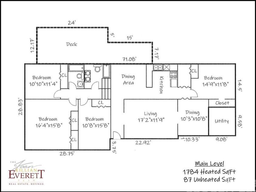 140 28th Avenue Drive, Hickory, NC 28601.  MLS# CAR4361083, YatesRealty ID 18306. Floor Plan Main Level