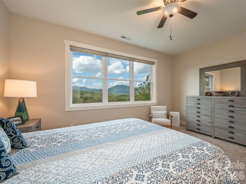 146 Red Hawk Knoll, Lake Lure, NC 28746.  MLS# CAR4334221, YatesRealty ID 18311. Views from bed