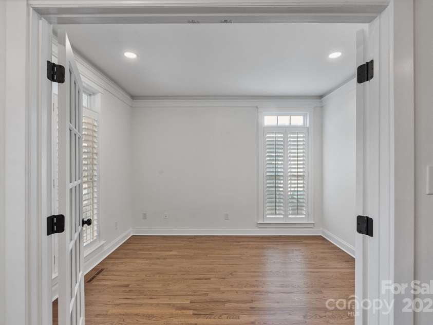 506 Academy Street, McAdenville, NC 28101.  MLS# CAR4330594, YatesRealty ID 18316. Main level office with french doors 