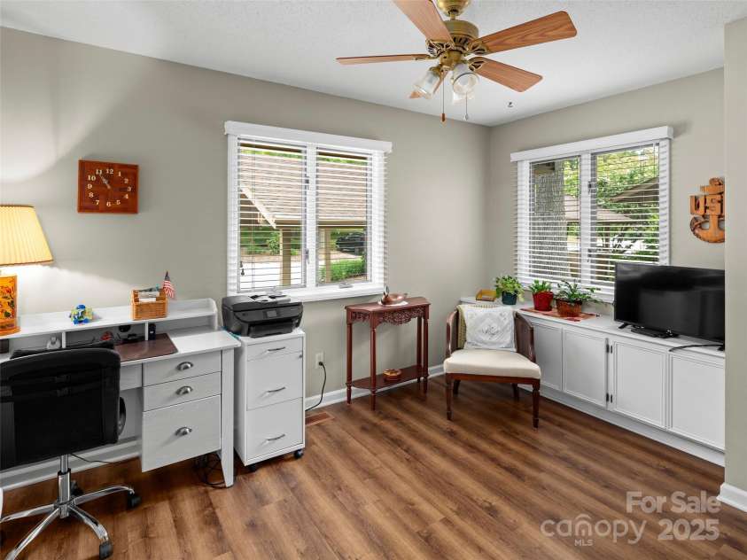 502 Spanish Oak Lane, Hendersonville, NC 28791.  MLS# CAR4260697, YatesRealty ID 18322. 3rd Front Bedroom/Office With Built-In Cabinetry