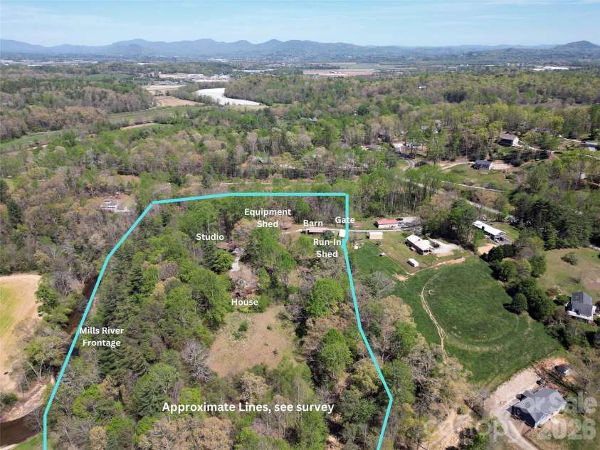 344 Mills River Road, Mills River, NC 28759.  MLS# CAR4374201, YatesRealty ID 18346. Approximate partial property, river on left