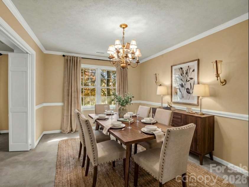 1867 Fruitland Road, Hendersonville, NC 28792.  MLS# CAR4322794, YatesRealty ID 18363. Dining room virtually staged