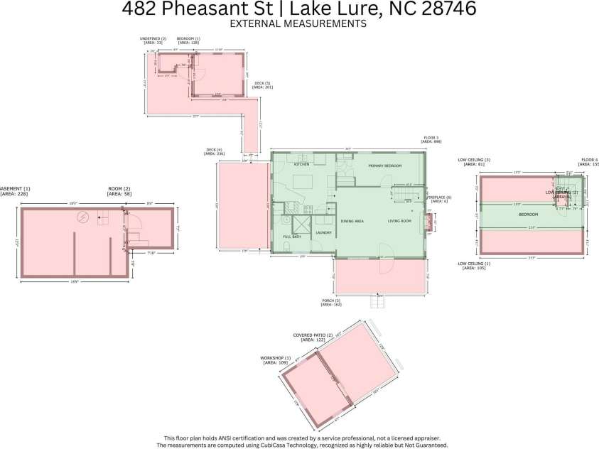 482 Pheasant Street, Lake Lure, NC 28746.  MLS# CAR4253575, YatesRealty ID 18417. Floorplan External