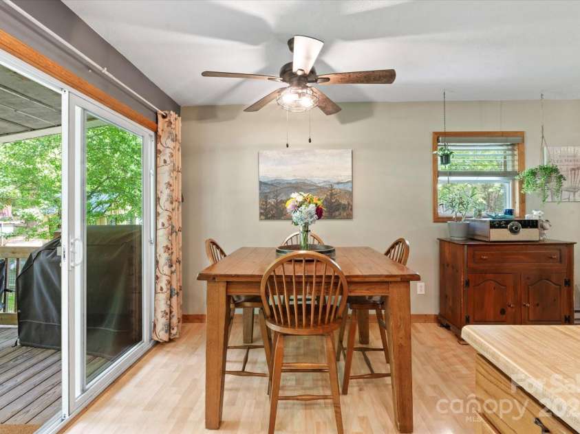 23 Mountain Meadow Lane, Canton, NC 28716.  MLS# CAR4269164, YatesRealty ID 18435. Dining area opens onto covered rear deck.