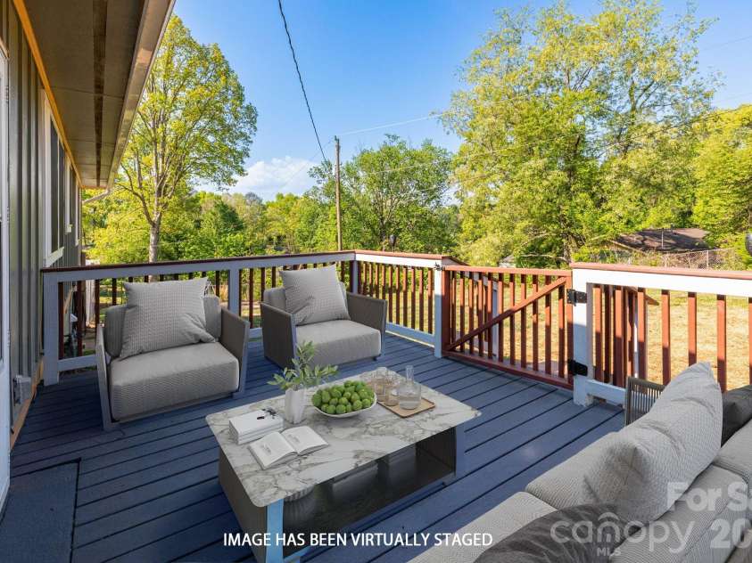30 Compton Drive, Asheville, NC 28806.  MLS# CAR4363963, YatesRealty ID 18443. Back Deck - Virtually Staged