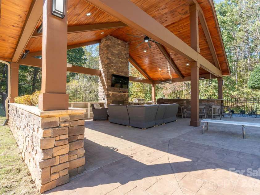 1427 Merrimont Avenue, Kings Mountain, NC 28086.  MLS# CAR4312832, YatesRealty ID 1846. Outdoor Fireplace and Covered Pavilion