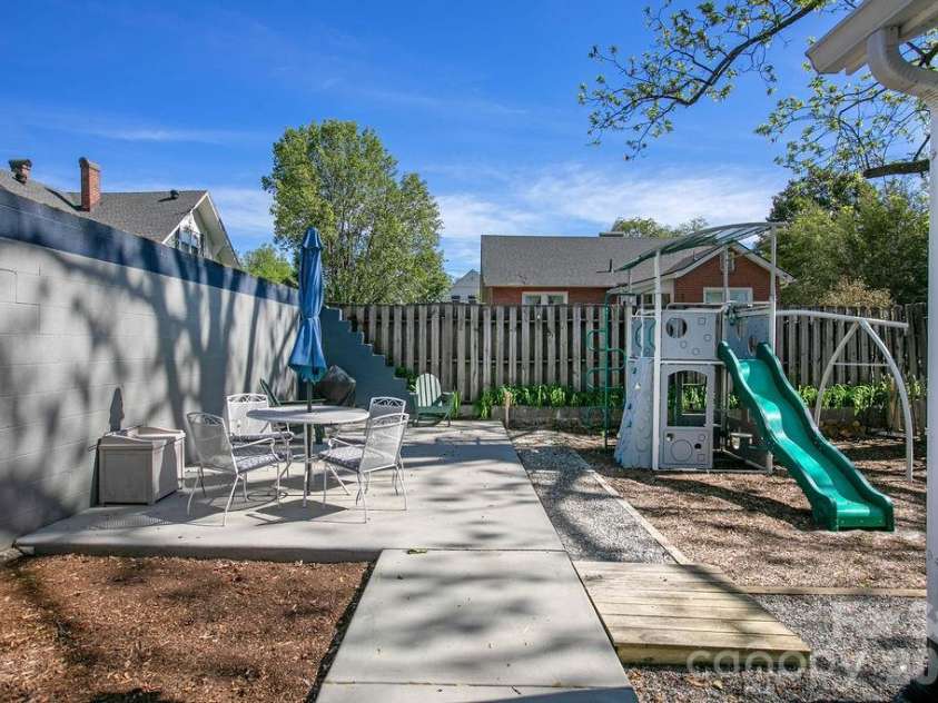 46 Oaklawn Avenue, Brevard, NC 28712.  MLS# CAR4367807, YatesRealty ID 18464. Patio and Back Yard