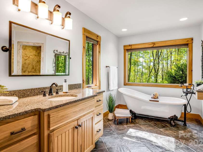 214 & 216 Log Gap Road, Fairview, NC 28730.  MLS# CAR4234130, YatesRealty ID 18480. Spa-Like Bathroom