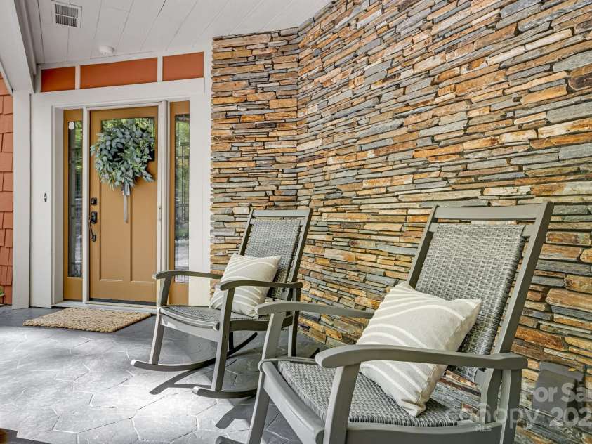 214 & 216 Log Gap Road, Fairview, NC 28730.  MLS# CAR4234130, YatesRealty ID 18480. Stacked Stone and Stamped Concrete Patio