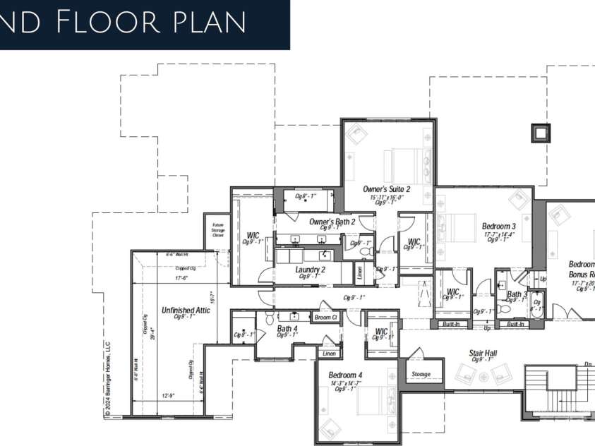 1200 Andover Road, Charlotte, NC 28211.  MLS# CAR4264479, YatesRealty ID 18519. 2nd Floor Layout- Note the Unfinished storage is a approx