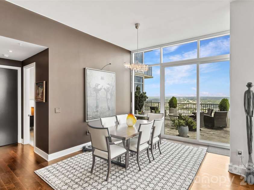 215 Pine Street, Charlotte, NC 28202.  MLS# CAR4186939, YatesRealty ID 18554. Dining with a view