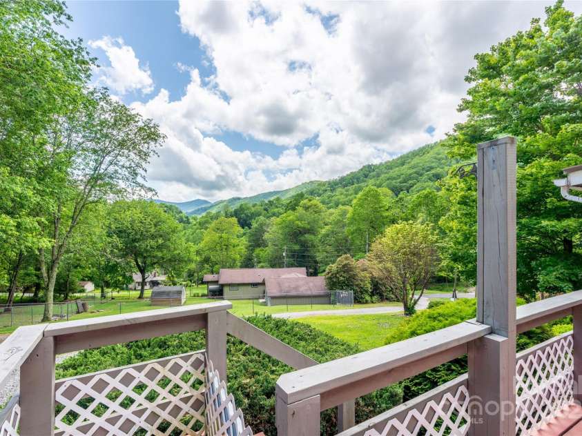 131 Apple Blossom Lane, Maggie Valley, NC 28751.  MLS# CAR4265861, YatesRealty ID 18577. Big View from Porch - easy access from drive which pulls right up to deck