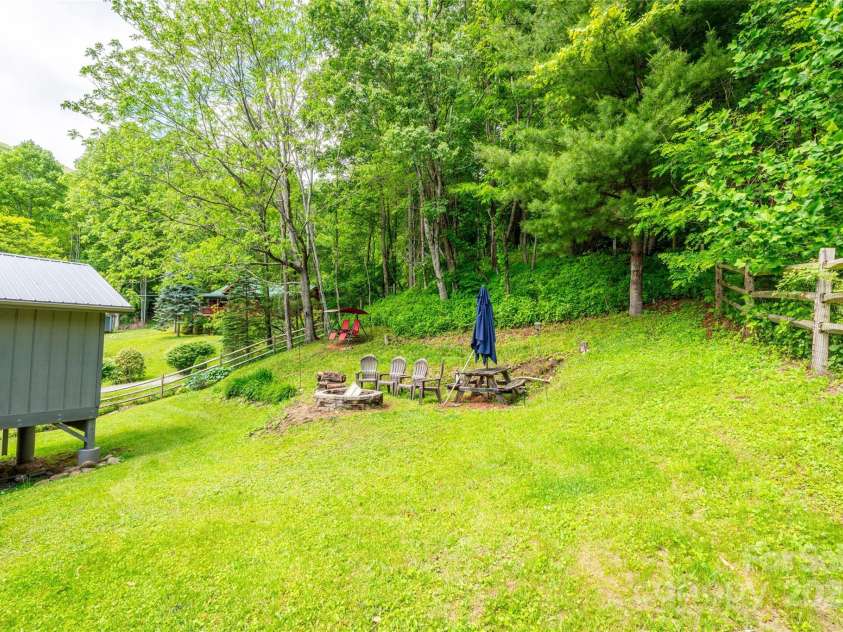 131 Apple Blossom Lane, Maggie Valley, NC 28751.  MLS# CAR4265861, YatesRealty ID 18577. Fire Pit in back FENCED yard