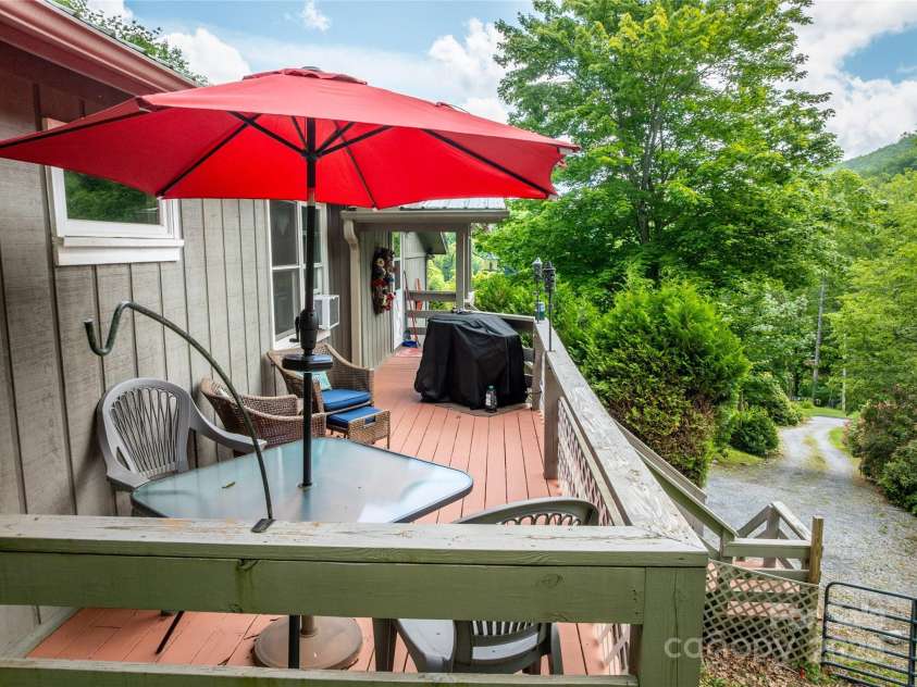 131 Apple Blossom Lane, Maggie Valley, NC 28751.  MLS# CAR4265861, YatesRealty ID 18577. Grilling porch off the kitchen
