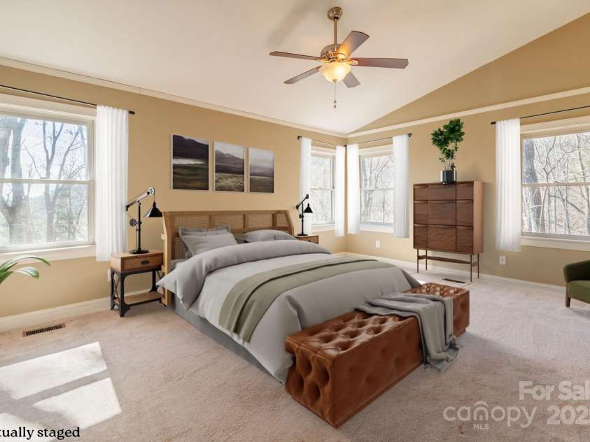 378 Sondley Drive, Asheville, NC 28805.  MLS# CAR4225422, YatesRealty ID 1859. Primary Bedroom, south facing, virtually staged