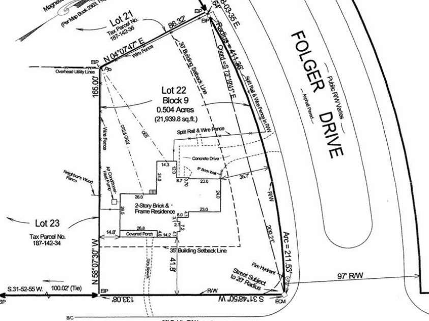 5335 Lansing Drive, Charlotte, NC 28270.  MLS# CAR4366820, YatesRealty ID 18600. 2011 Survey