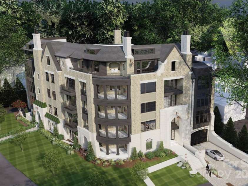 2129 Queens Road, Charlotte, NC 28207.  MLS# CAR4328158, YatesRealty ID 1861. Corner view exterior rendering 