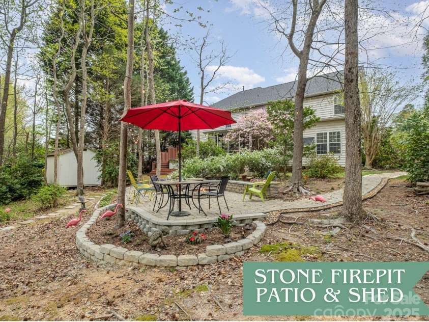 2620 Shady Reach Lane, Charlotte, NC 28214.  MLS# CAR4250616, YatesRealty ID 18655. Private Backyard with Stone Patio & Firepit