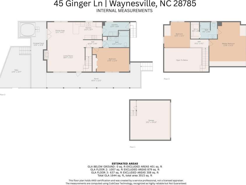 45 Ginger Lane, Waynesville, NC 28785.  MLS# CAR4256297, YatesRealty ID 18665. Internal Measurements