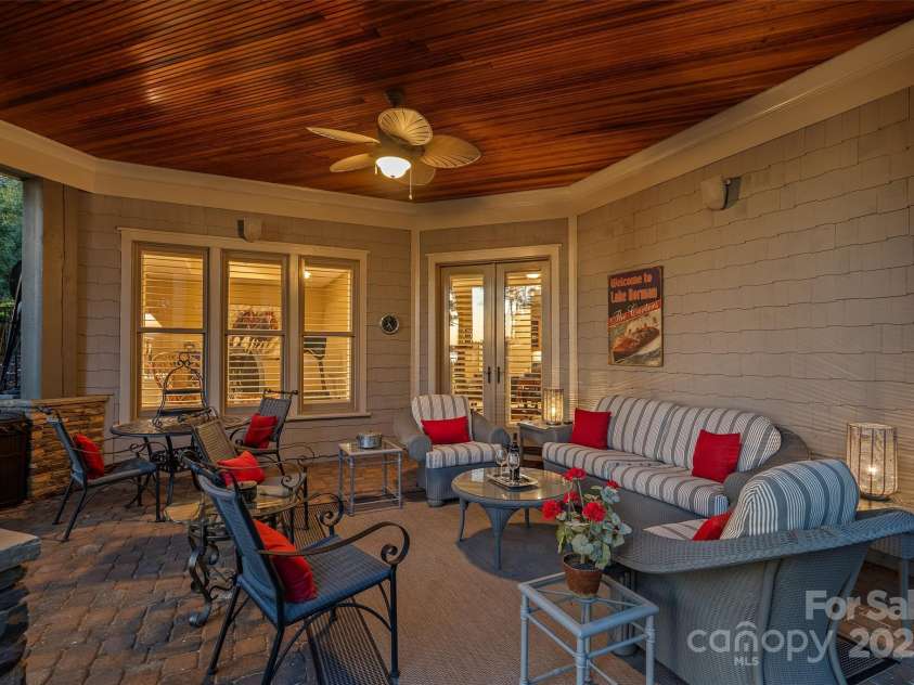 143 Jeremy Point Place, Mooresville, NC 28117.  MLS# CAR4307571, YatesRealty ID 18672. Covered Patio w/ Wood Beadboard Ceiling