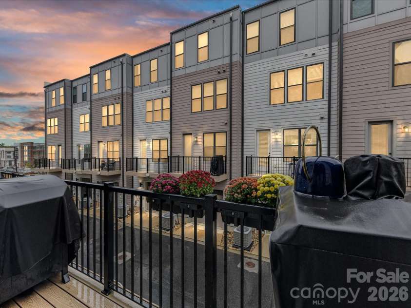 2024 Terwilliger Terrace, Charlotte, NC 28203.  MLS# CAR4354818, YatesRealty ID 18690. Main level Balcony off of Living Room