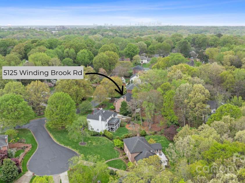 5125 Winding Brook Road, Charlotte, NC 28226.  MLS# CAR4241035, YatesRealty ID 18729. Aerial View