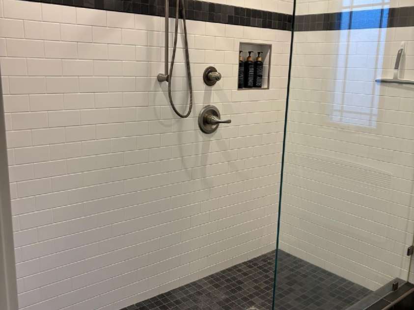 324 Marble Mine Road, Bakersville, NC 28705.  MLS# CAR4237907, YatesRealty ID 1877. Main house custom walk-in shower