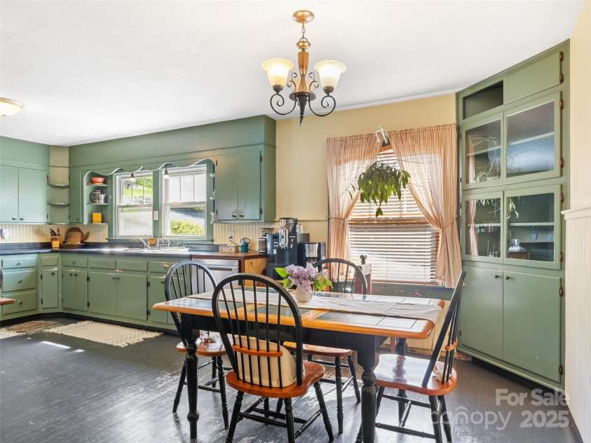 377 Cabin Road, Spruce Pine, NC 28777.  MLS# CAR4256421, YatesRealty ID 188. Dining area & kitchen