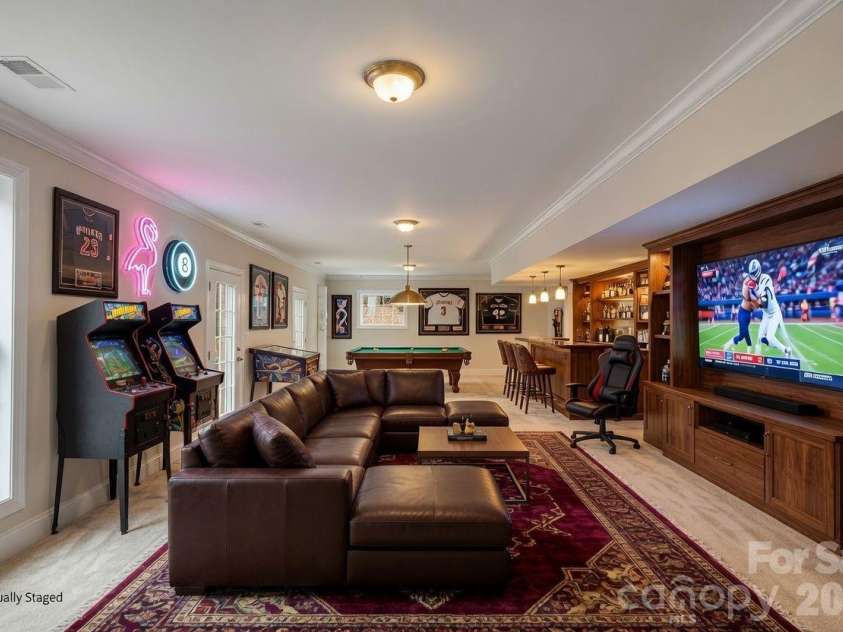 1300 Longleaf Court, Weddington, NC 28104.  MLS# CAR4306141, YatesRealty ID 18872. Virtual staged basement