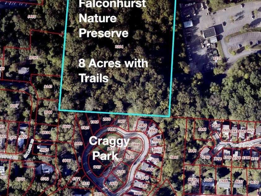 9 Orrinel Way, Asheville, NC 28806.  MLS# CAR4257922, YatesRealty ID 18885. Falconhurst Nature Preserve Approximate Boundary Lines