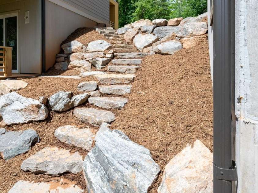 9 Orrinel Way, Asheville, NC 28806.  MLS# CAR4257922, YatesRealty ID 18885. Professional Landscaping Includes Big-Boulder Accents