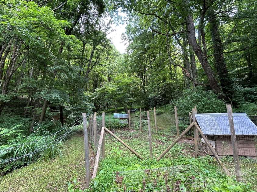 687 Willow Creek Road, Leicester, NC 28748.  MLS# CAR4269664, YatesRealty ID 18921. Back yard, planting beds.