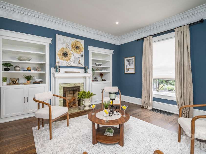 307 Main Street, Belmont, NC 28012.  MLS# CAR4374095, YatesRealty ID 18934. Orginal built-ins and fireplace