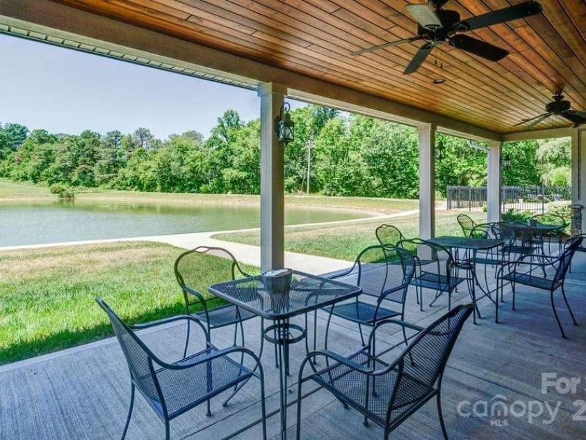 423 Blacksmith Run Drive, Hendersonville, NC 28792.  MLS# CAR4245571, YatesRealty ID 18989. Clubhouse patio overlooking lake.