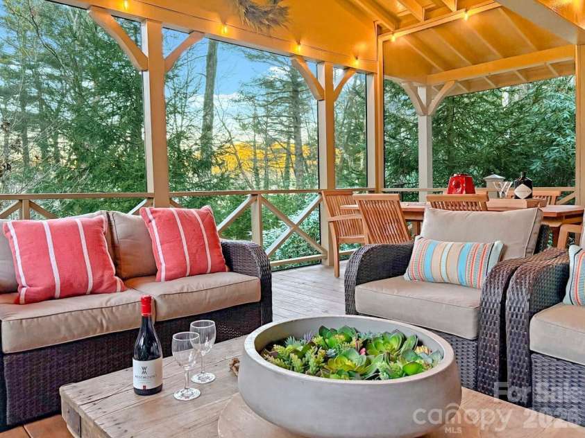 464 Franklin Road, Highlands, NC 28741.  MLS# CAR4346865, YatesRealty ID 1903. Screened porch