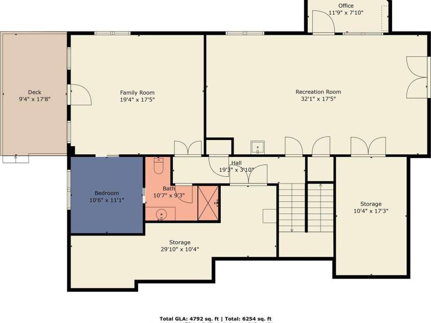 301 Gateway Drive, Hendersonville, NC 28739.  MLS# CAR4373962, YatesRealty ID 19050. Lower level floor plan. Three bedroom septic permit, but the current owners use this as a fourth bedroom.