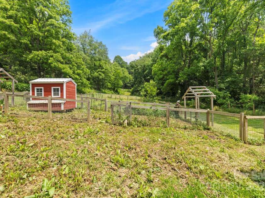 51 HOMEFIRE COVE Cove, Leicester, NC 28748.  MLS# CAR4269158, YatesRealty ID 19075. Chicken coop and gardens