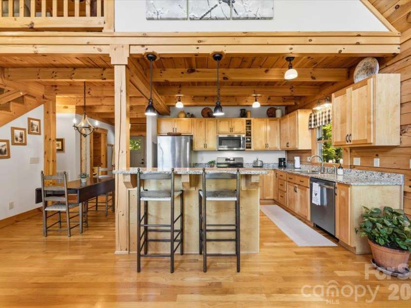 1016 Horizon Trail, Nebo, NC 28761.  MLS# CAR4435934, YatesRealty ID 1911. Great Room, Kitchen, & Dining Area Main Level